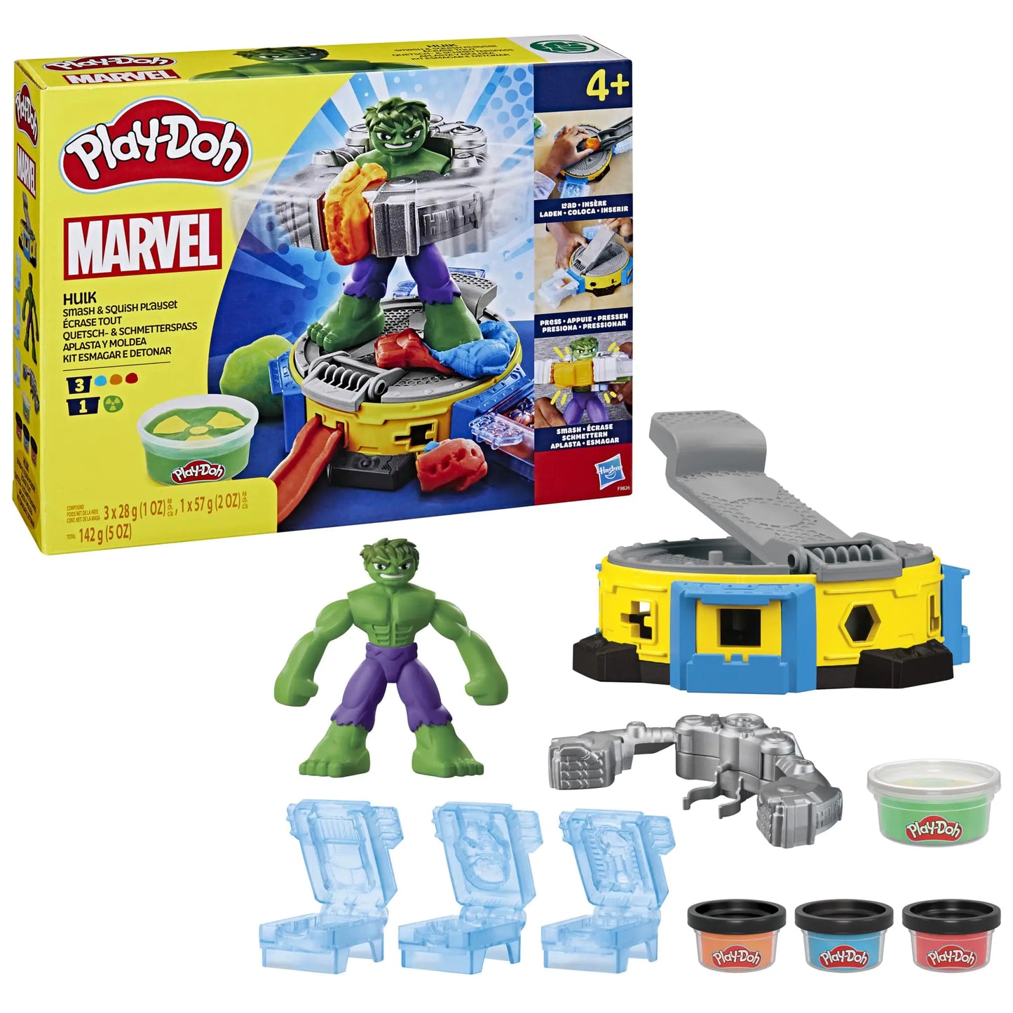Play-Doh Marvel Hulk Smash & Squish Kids Playset with Bendy Action Figure and Accessories Imagination Toys for Boys and Girls 4 and Up