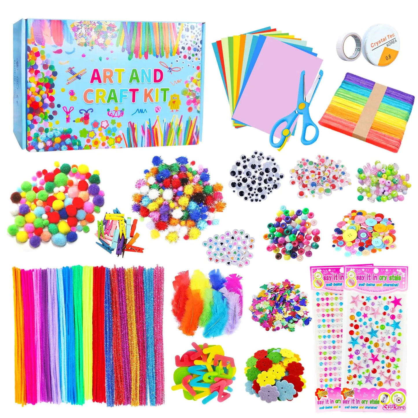 Itopstar Arts and Crafts Supplies Kit Craft Set for Kids-Art Supplies Kids Art Supplies Great for Preschool Homeschool and Kindergarten DIY Crafting Projects-1500pcs+