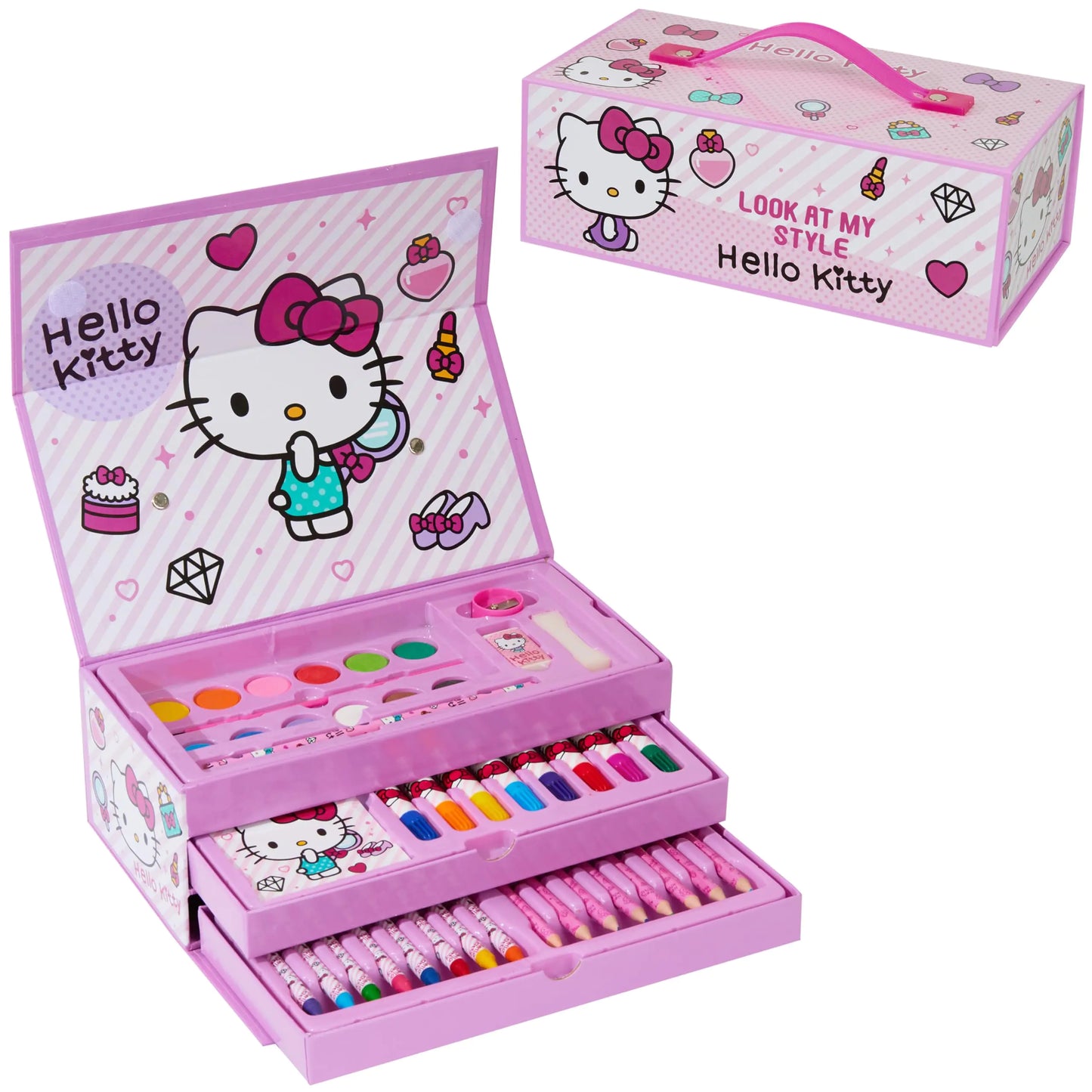 Hello Kitty Art Set for Kids Art Supplies in Carry Case - Gifts for Girls (Pink)