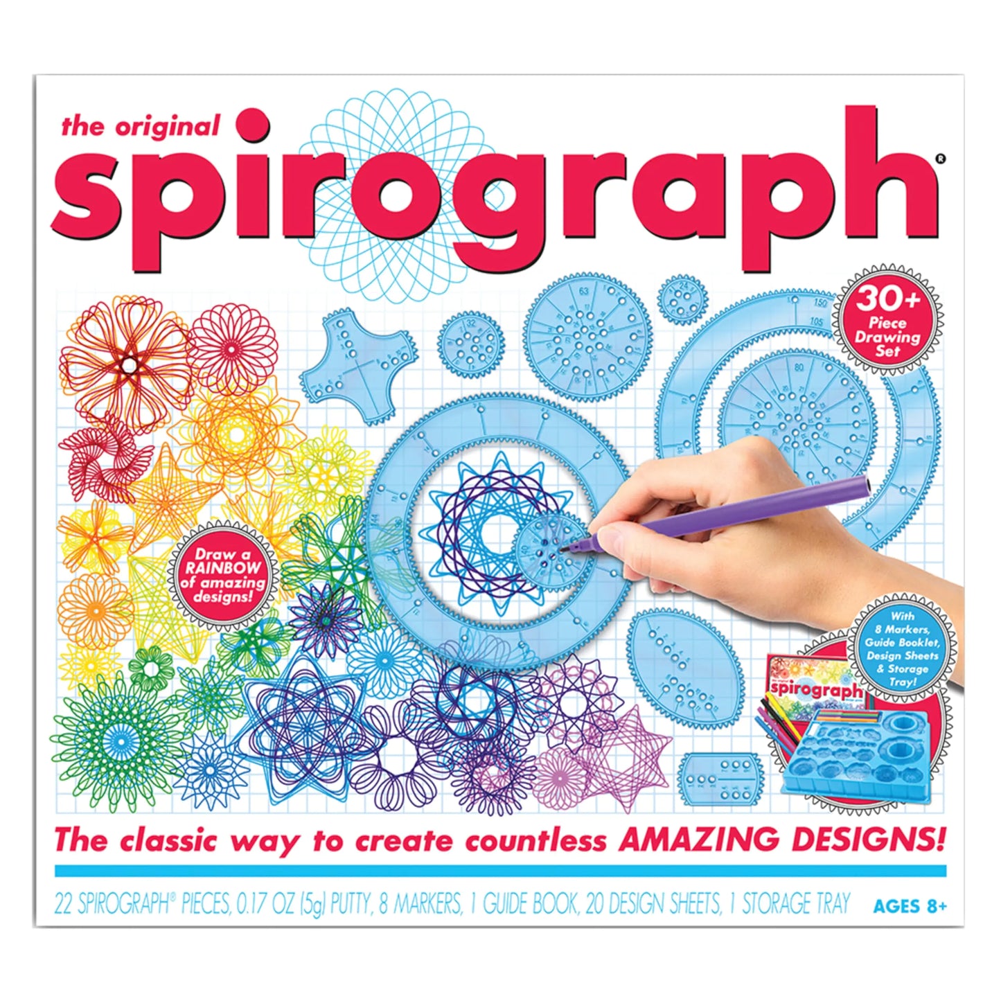 Spirograph with Markers Arts and Crafts Kids Toys Art Supplies Craft Supplies Drawing Kit Spiral Art Classic Gear Design Kit Markers Design Sheet Included Ages 8+