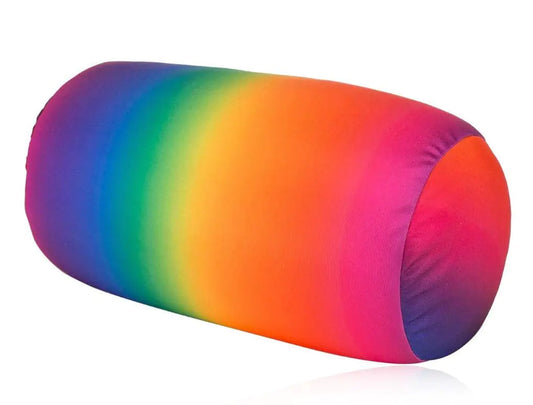 Focustree Squish Microbead Pillow Neck Lumbar Body Sopport Microbead Bolster 7 * 12Inches Travel Pillows for Chair Sleeping Car Seat Emotional Colorful Dormroom Accessory (Rainbow)