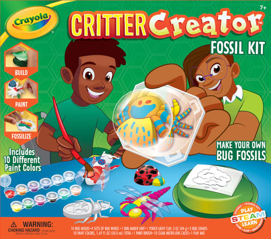 Crayola Metallic Clay Art Kit with Paints Fossil Molds Gift for Kids Ages 7 8 9 10