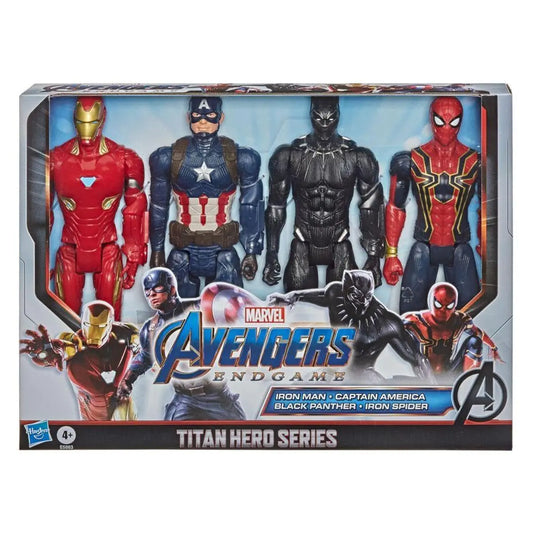Avengers Marvel Endgame Titan Hero Series 12" Action Figures Captain America Iron Spider Black Panther and Iron Man (4 Action Figures)