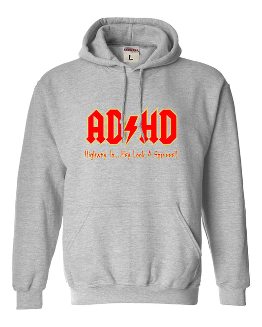 Go All Out Large Oxford Mens ADHD Highway To Hey Look A Squirrel Funny Music Sweatshirt Hoodie
