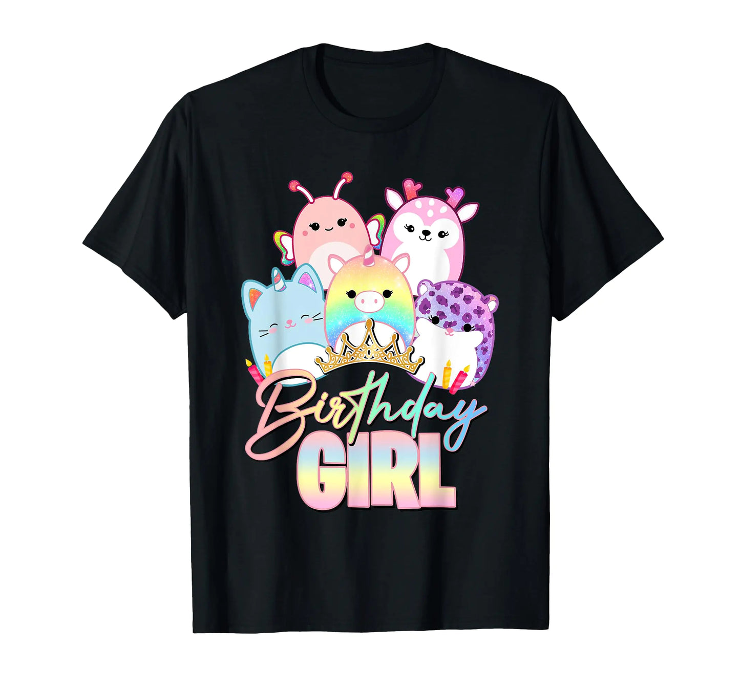Happy Birthday Girl Squish Squad Mallow Girls Kids Cute T-Shirt