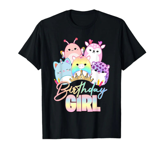 Happy Birthday Girl Squish Squad Mallow Girls Kids Cute T-Shirt