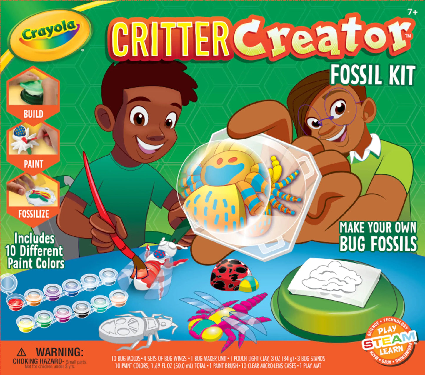 Crayola Metallic Clay Art Kit with Paints Fossil Molds Gift for Kids Ages 7 8 9 10