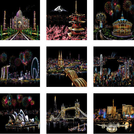 Urban II Adult Scratch Art Night Scene DIY Kit