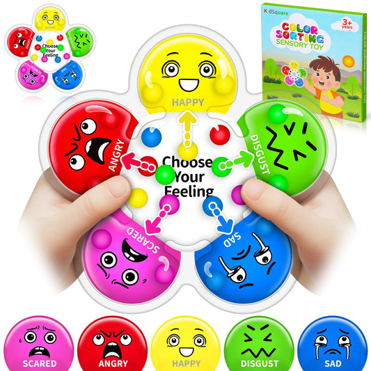 Color Sorting Sensory Toys for Kids with Autism Valentines Day Gifts for Kids Feelings Wheel Social Emotional Learning Activities Toys for Autistic Kids 5-7 Fine Motor Skills Calming Fidget Toys