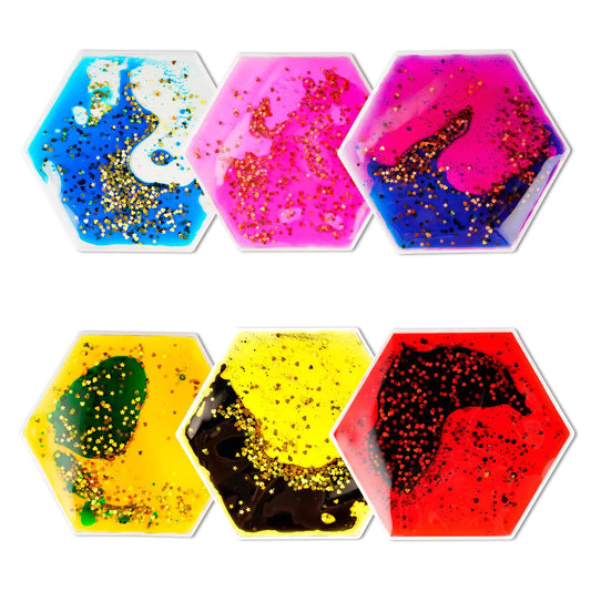 Onyoloy Sensory Soft Gel Liquid Toys: Sensory Fidget Hexagon Liquid Motion Toys Autism Kids Sensory Toys 6 Pack