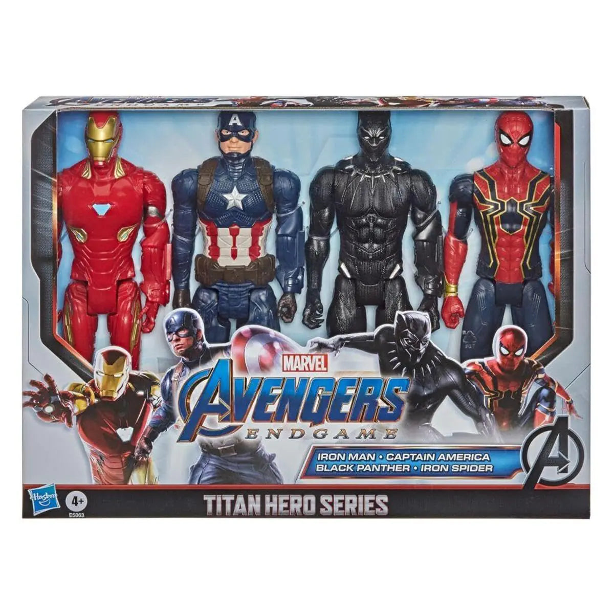 Avengers Marvel Endgame Titan Hero Series 12" Action Figures Captain America Iron Spider Black Panther and Iron Man (4 Action Figures)
