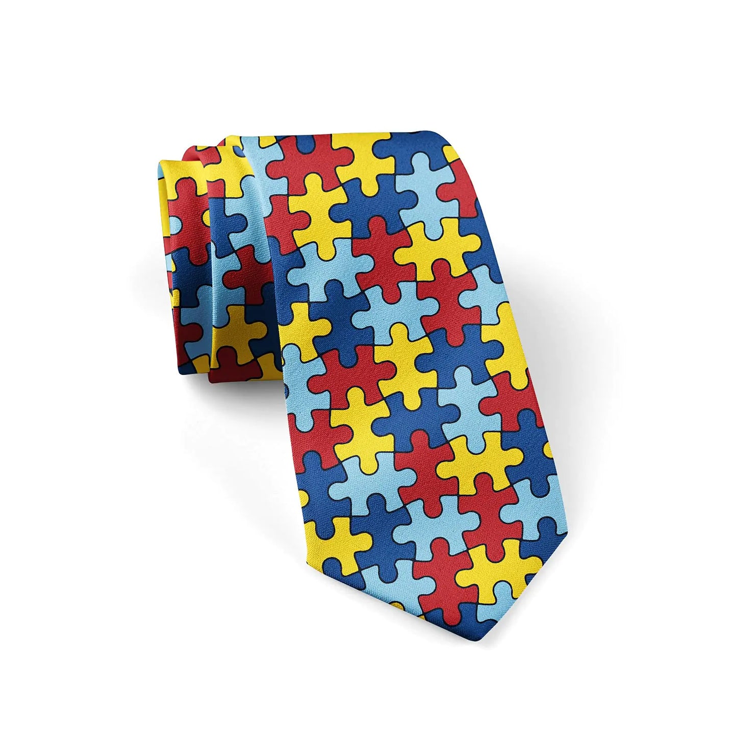 JUDIAN Mens Neckties Autism Awareness Colorful Puzzle Piece TieFashion Tie PrintNovelty Neck Ties for Every Outfit
