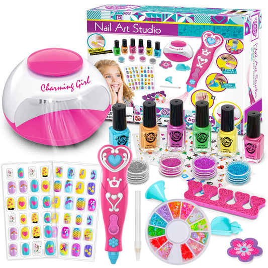 QoQlz Kids Nail Polish Set for Girls Kids Nail Art Kit for Girls Ages 7-12 Years Old - Cool Girly Stuff - Girls Gifts Ideas -6 7 8 9 10 11 12 Year