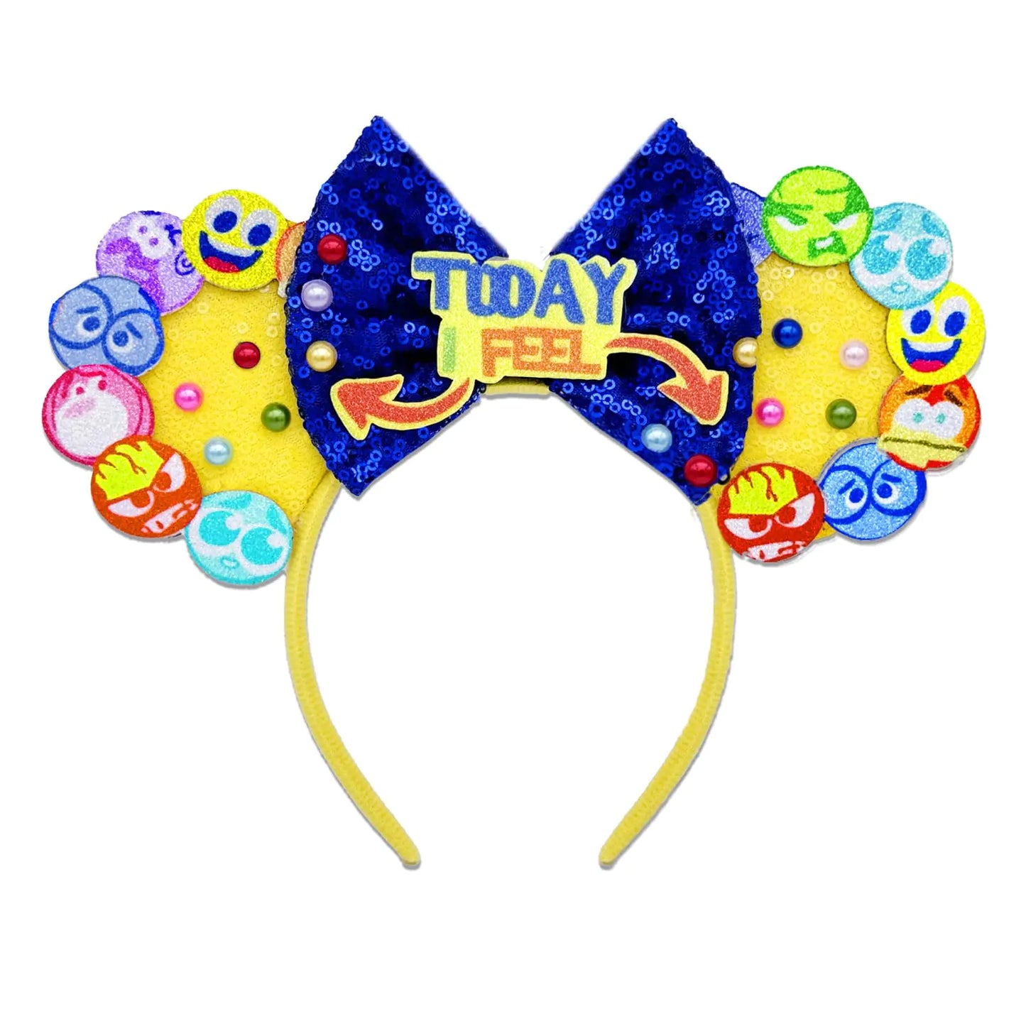 INLOLLY Mind Emotions Character Inspired Sparkle Sequin Ears Cute Funny Hair Accessories for Costume Cosplay Theme Parties