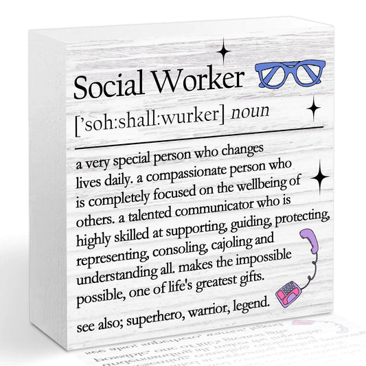 Cidobi Appreciation Gifts for Social Worker Social Worker Wooden Box Sign Birthday Gifts for Social Worker Best Social Worker Gifts Perfect for Home Office Desk Decor