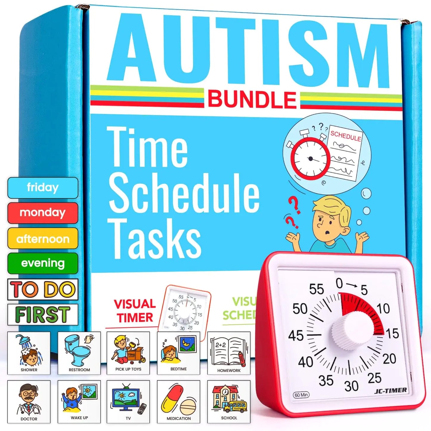 Autism & Prosperity Time Schedule Tasks - Autism Learning Materials Special Education Autism Sensory Products Sensory Toys for Kids with Autism Visual Schedule for Kids with Autism Age 3 4 5 7 8 12